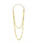 Small round rings long necklace in blond horn