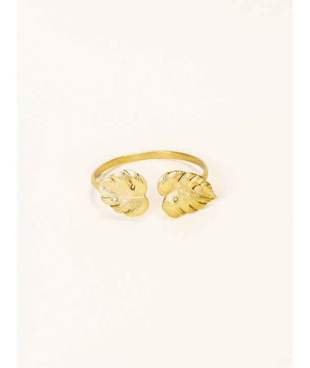 Monstera Bracelet in brass with gold plated