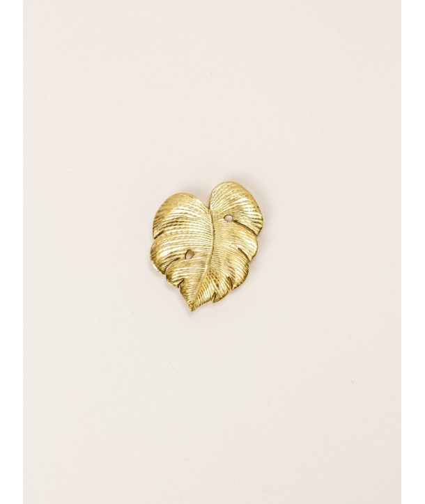 Broche Monstera en laiton plaqué or