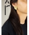 Monstera earrings in brass with ear posts