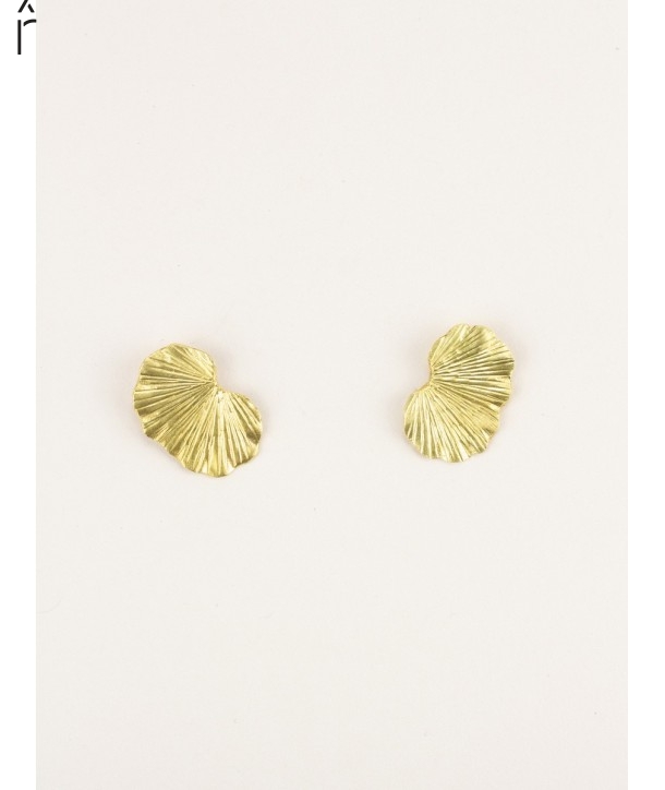 Gingko earrings in brass with ear posts
