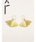 Boucles d'oreilles Gingko en laiton brut (à croche)