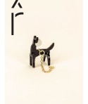 Bijou d'oreille Chien en corne noire et nacre