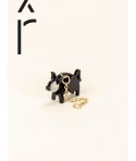 Pig ear charm in black horn and mother-of-pearl