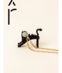 Tiger charm for necklace in black horn and mother-of-pearl