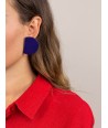 Rayon clip on earrings in horn and purple lacquer
