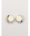 Terrasse clip on earrings in marbled horn and ivory lacquer