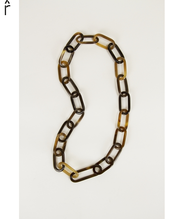 Thick oval links long necklace in buffalo hoof