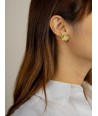 Boucles d'oreilles ginkgo en laiton plaqué or
