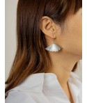 Boucles d'oreilles Gingko en laiton plaqué argent (à croche)