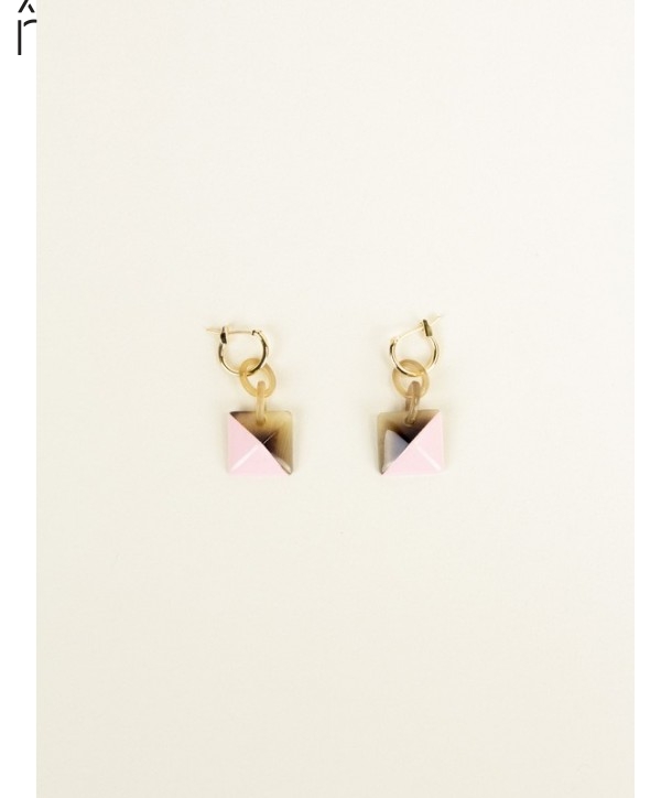 Radiant brass hoop earrings in hoof and pink lacquer