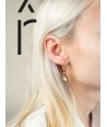Losange brass hoop earrings in hoof and ivory lacquer