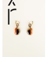 Bean brass hoop earrings in hoof and orange lacquer