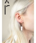 Plaque brass hoop earrings in hoof and ivory lacquer