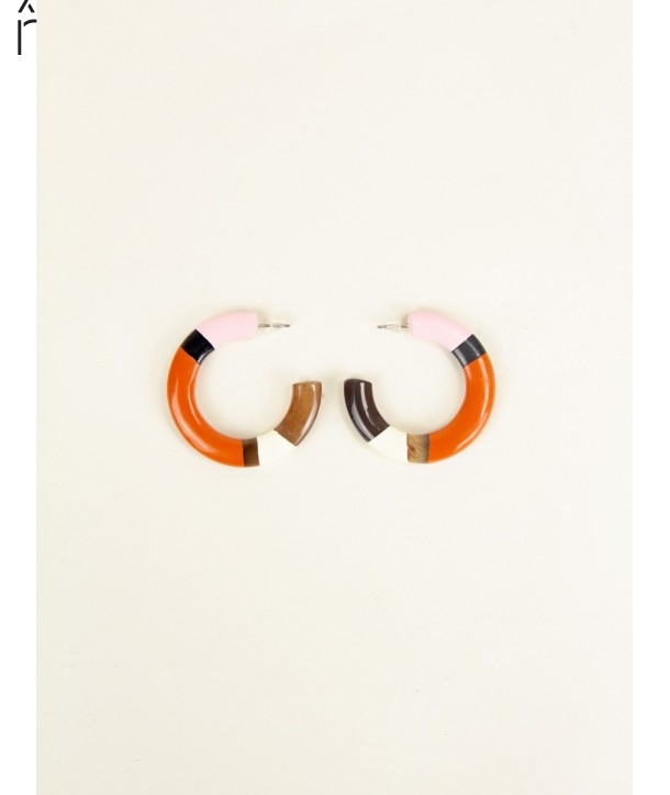 Hoop earrings in hoof and tricolor lacquer