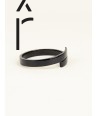 Ruban open bracelet in black and white horn
