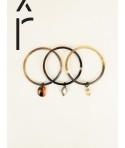 Set of 3 bangles with charms in hoof and tricolor lacquer