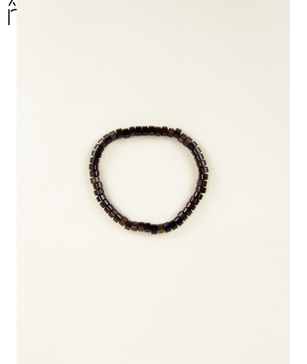 Bracelet élastique Pastilles carrées en corne noire
