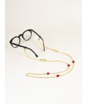Maraca glasses chain in brass and red lacquer