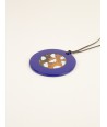 Round Ginkgo pendant with royal and sky blue lacquer