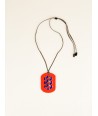 Oval Tresse pendant with orange and indigo lacquer