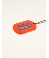Pendentif oval aux motifs Tresse avec laque orange et indigo