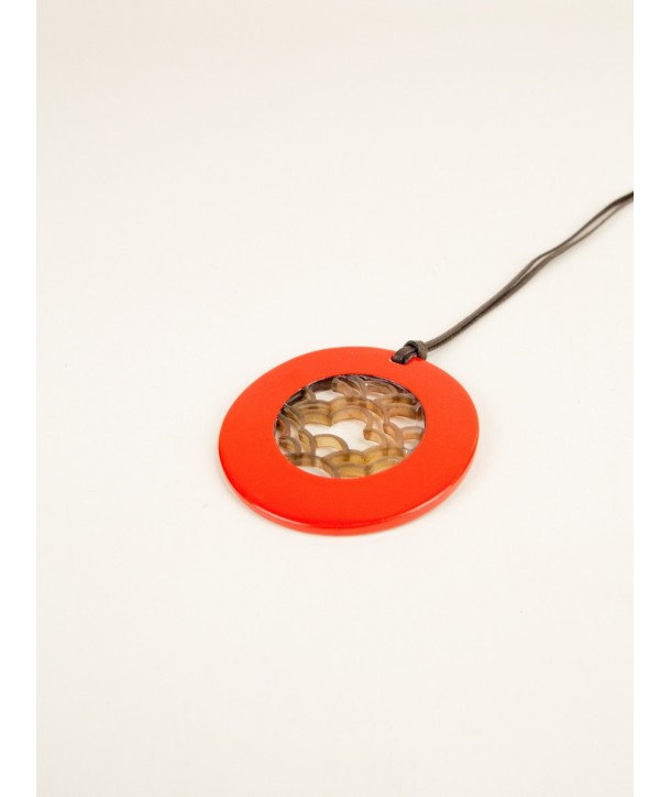 Round Wave pendant with orange lacquer