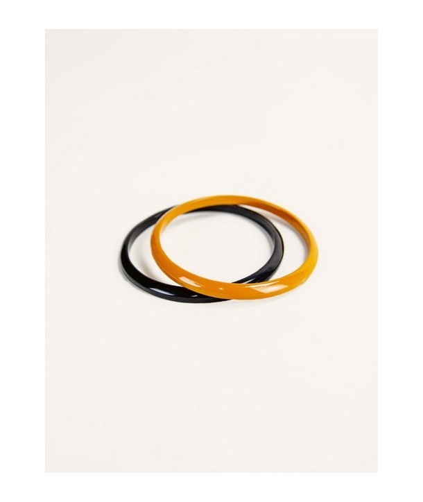 Bracelet rond Tu Vi en corne et laque orange