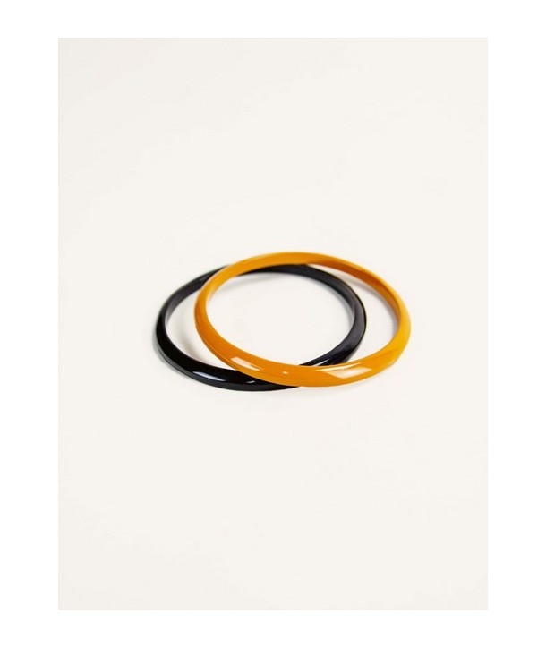 Round Tu Vi bracelet in horn and orange lacquer