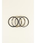 4 bracelets fins en corne noire marbrée