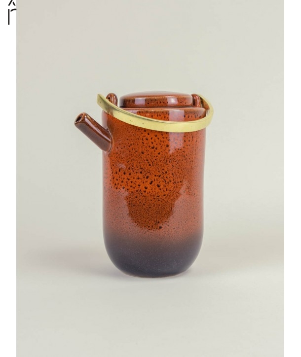 Hoa Bien red ceramic teapot - brass handle