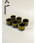 Set of 6 Hoa Bien ceramic mugs - green