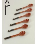 Set of 6 Hoa Bien ceramic spoons - red