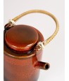 Hoa Bien red ceramic teapot - rattan handle
