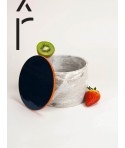 Large round box with Grey-Orange lacquered lid