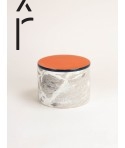 Large large round box with Orange-Grey lacquered lid