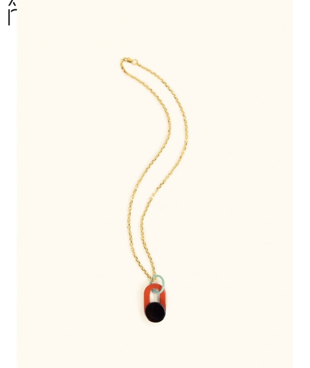 Bacchia pendant in horn and lacquer with brass chain