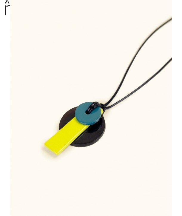 Enyo pendant in horn and lacquer with black cord