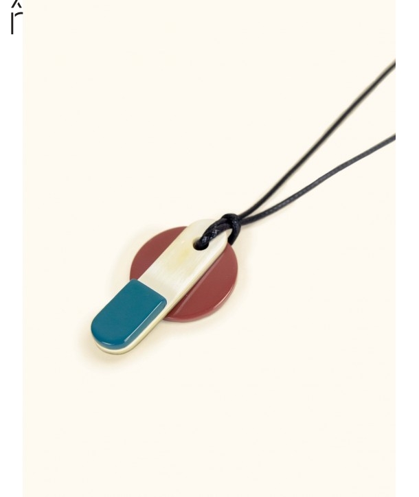 Arene pendant in horn and lacquer with black cord