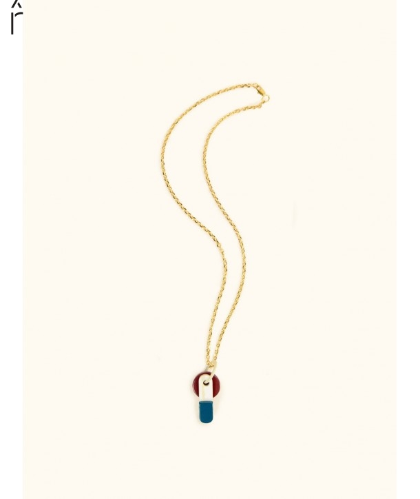 Arene pendant in horn and lacquer with brass chain