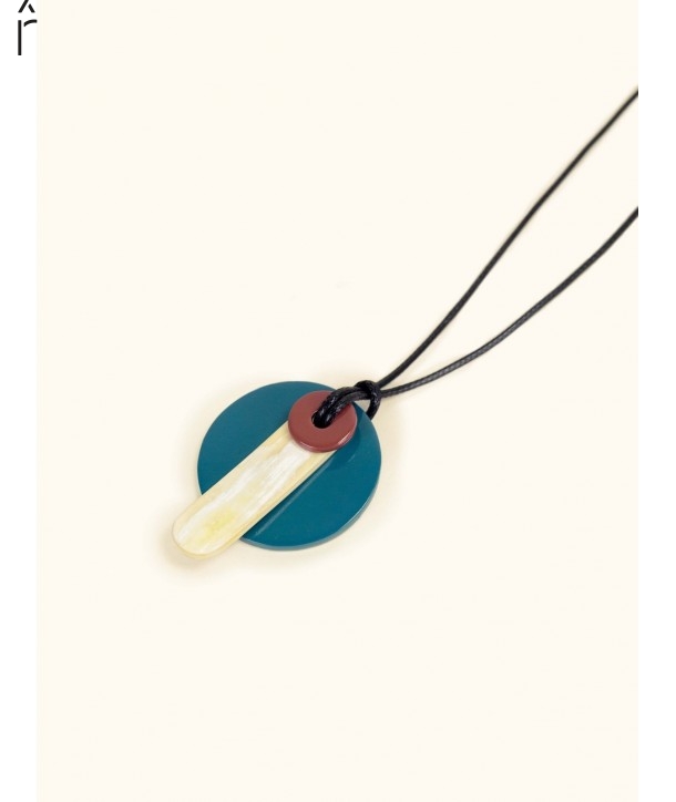 Ether pendant in horn and lacquer with black cord