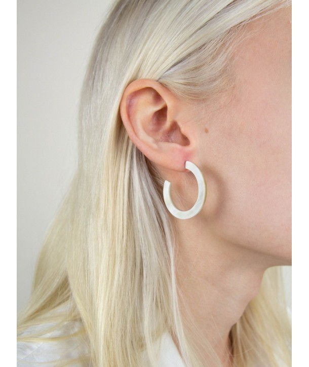 Earrings small round rings in white african horn