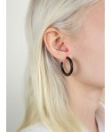 Earrings small round rings in buffalo hoof