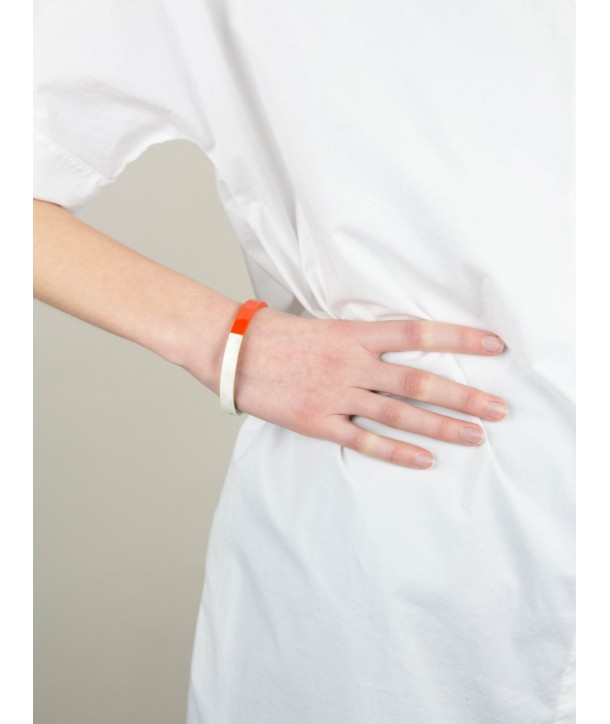 Thin orange lacquered flat bangle bracelet