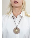 Checkered pendant circled with cream coffee lacquer