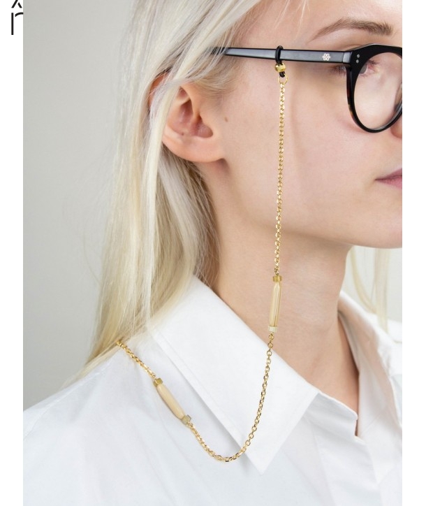 Capsule glasses chain in brass and blond horn