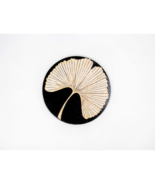Gingko tablemat in stone with black background