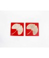 Set of 2 Gingko square bottle coasters in stone with red background