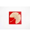 Gingko square tablemat in stone with black background