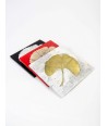Gingko square tablemat in stone with red background